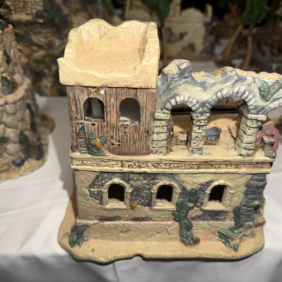 Vintage Christmas Nativity Scene 46 pc CERAMIC OLD WORLD STONE VILLAGE Bethlehem - Picture 14 of 16